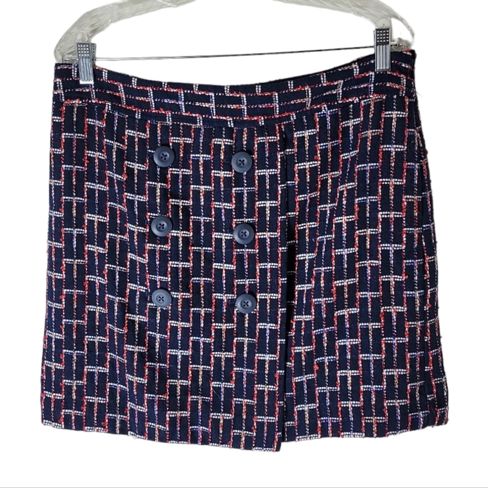 Loft faux wrap tweed boucle mini skirt size 10 - Picture 1 of 5